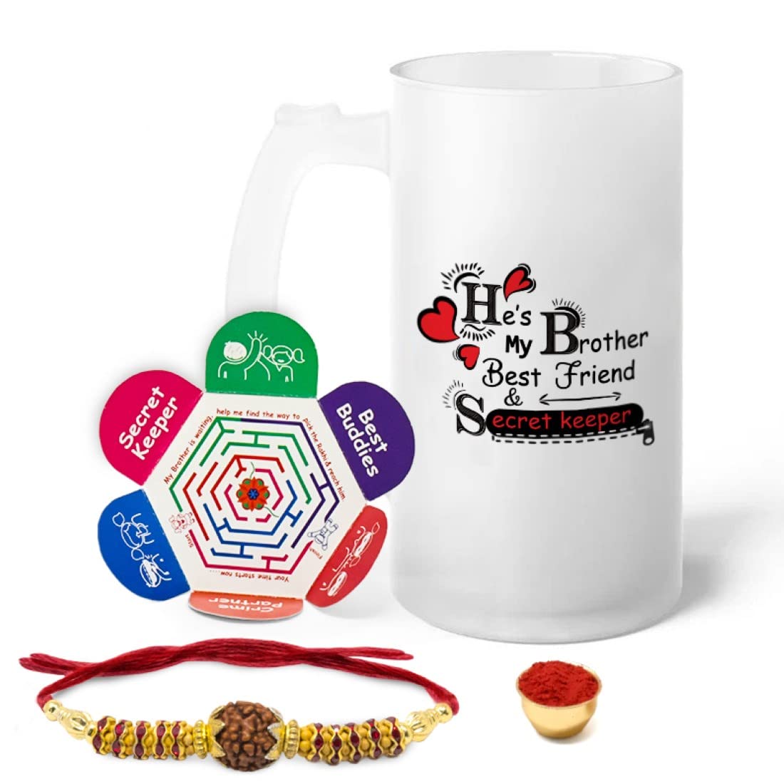 Indigifts Rakhi Gift Set of Clear Glass Beer Mug 470... Indigifts Rakhi Gift Set of Clear Glass Beer Mug 470...