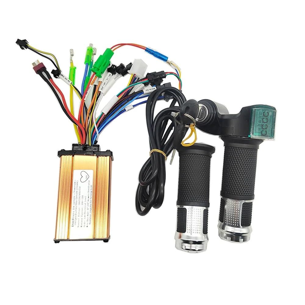 Webjay Silver Throttle Kit Ebike Controller Electric Bike/Bicycle E-Bike E-Scooter Brushless Controller 24V 36V 48V 250W 350W 10A 12A 15A 18A 20A With Twist Thumb Throttle Brushless Motor Controller(Silver Throttle Kit)