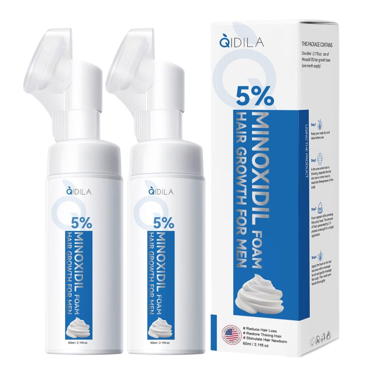 5 Minoxidil Foam for Men Hair and Beard Regrowth Dermatologist-Recommended Lightweight Topical Solution Thicker Fuller Hair Growth Treatment