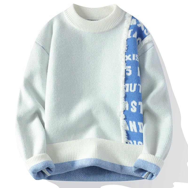 Pull en tricot pour homme avec coupe ample et col rond classique