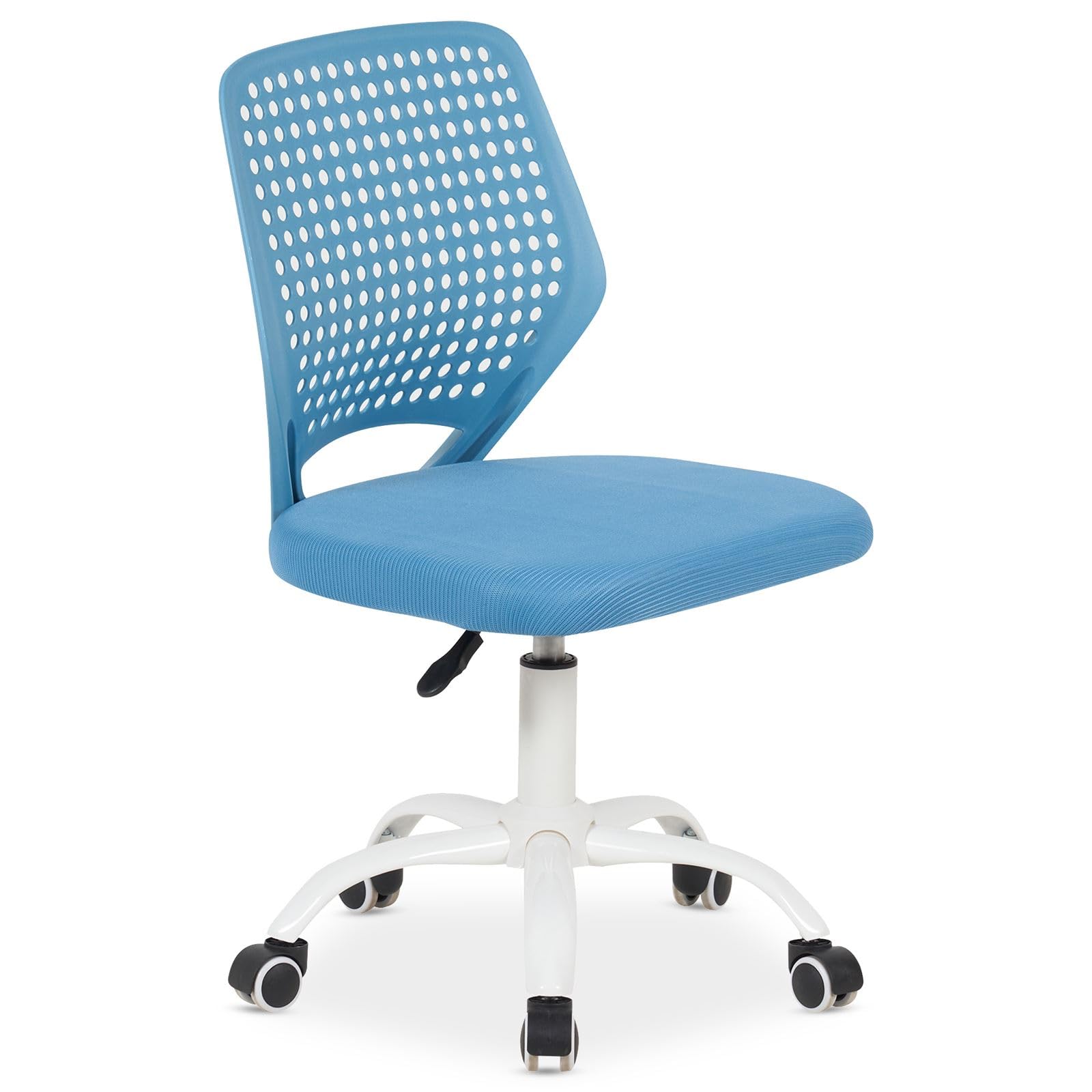 IDIMEX Schreibtischstuhl Jade höhenverstellbar, Blau – ergonomischer Bürostuhl für Kinder, atmungsaktiver Mesh-Bezug, Rückenlehne aus Kunststoff, 5-Stern-Fußkreuz aus Metall