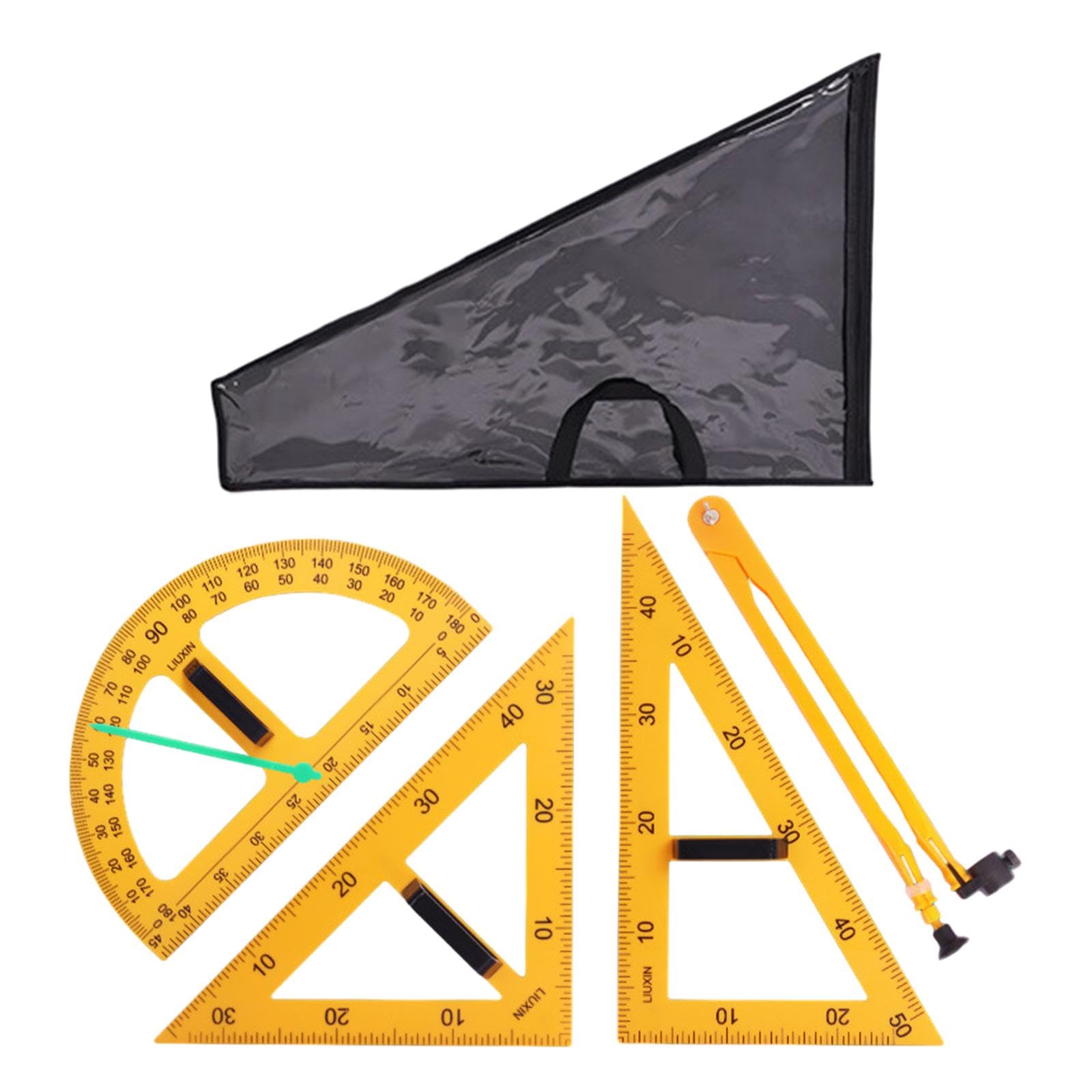 5 Stück Math Geometry Equipment Set mit Geometriedreieck Winkelmesser Und Lineal Aus Robustem Material für Lehrer für Unterricht Schule Büro, 4 Stück