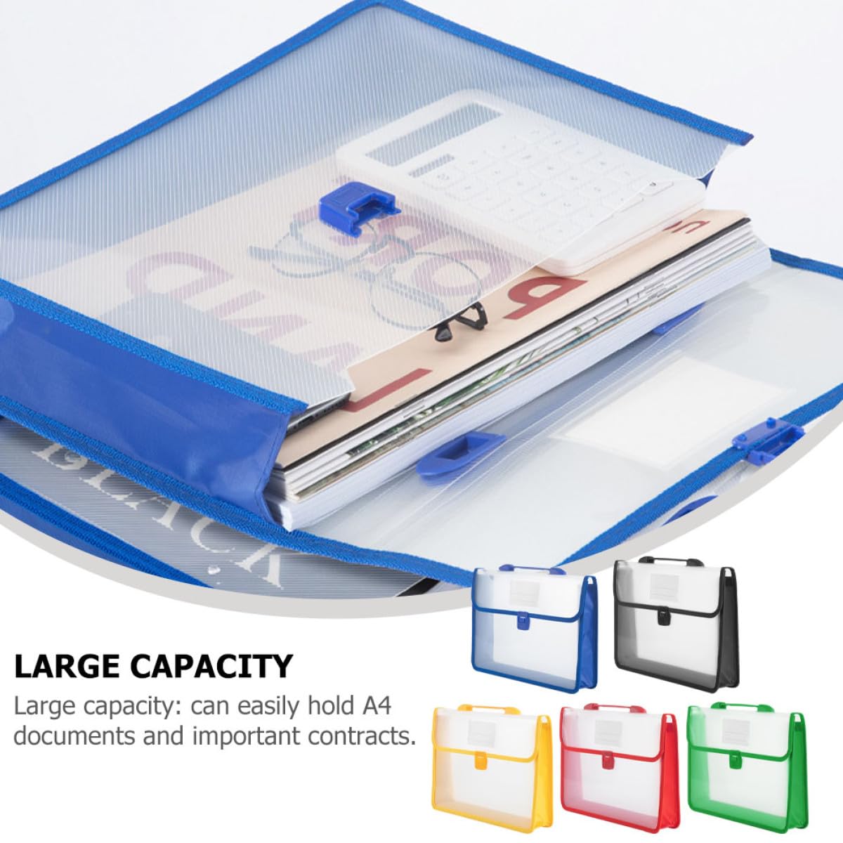 5pezzi Borsa Documenti con Fibbia Organizer Portatile in Pp Resistente e Capiente per Ufficio Scuola e Lavoro