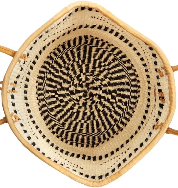 SAWA SAWA Balance Point Handwoven Economical Sisal Straw Tote Bag, Market Grocery Shopping Bags with Leather Strap Handles and Button Closure, Large Straw Shoulder Purse Suitable for Travel - Image 7