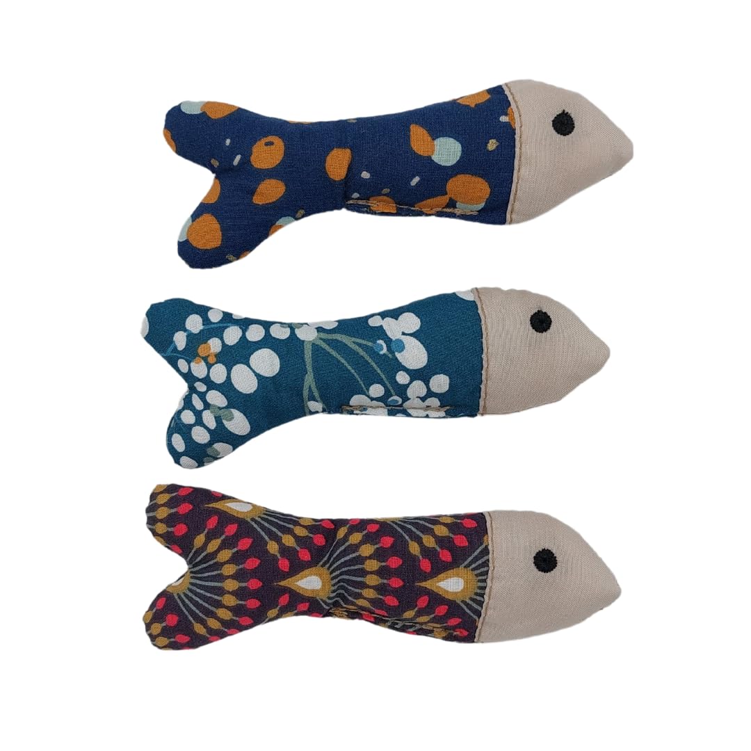 Lot de 3 sardines peluches pour chat Aimé de 14 cm avec herbe aux chats