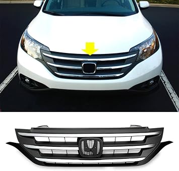 شبكة علوية من المصد الأمامي متوافقة مع 2012 2013 2014 Honda CRV CR-V ABS بلاستيك لامع أسود شبكة مزخرف إطار مشبك مطلي إدراج الشواية مع استبدال حافة صب الكروم 2012-2014