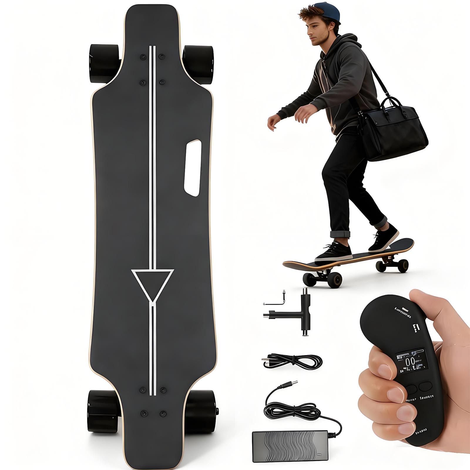 Skateboard électrique tout-terrain 350W 30km 4 vitesses 90kg freinage fluide