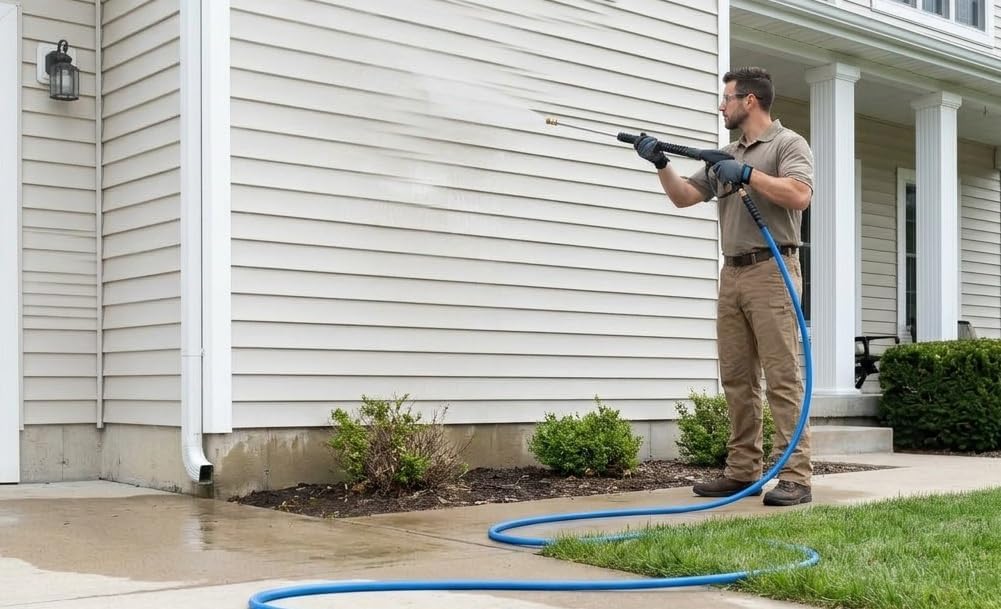 Blu Shield The Slayer 3/8" x 50' Pressure Washer Hose 3500 PSI, Kink Resistant Lightweight Hybrid, 3/8" Male NPT + Quick Connect Coupler Plug, Non-Marking Replacement for Simpson, DeWalt, Westinghouse