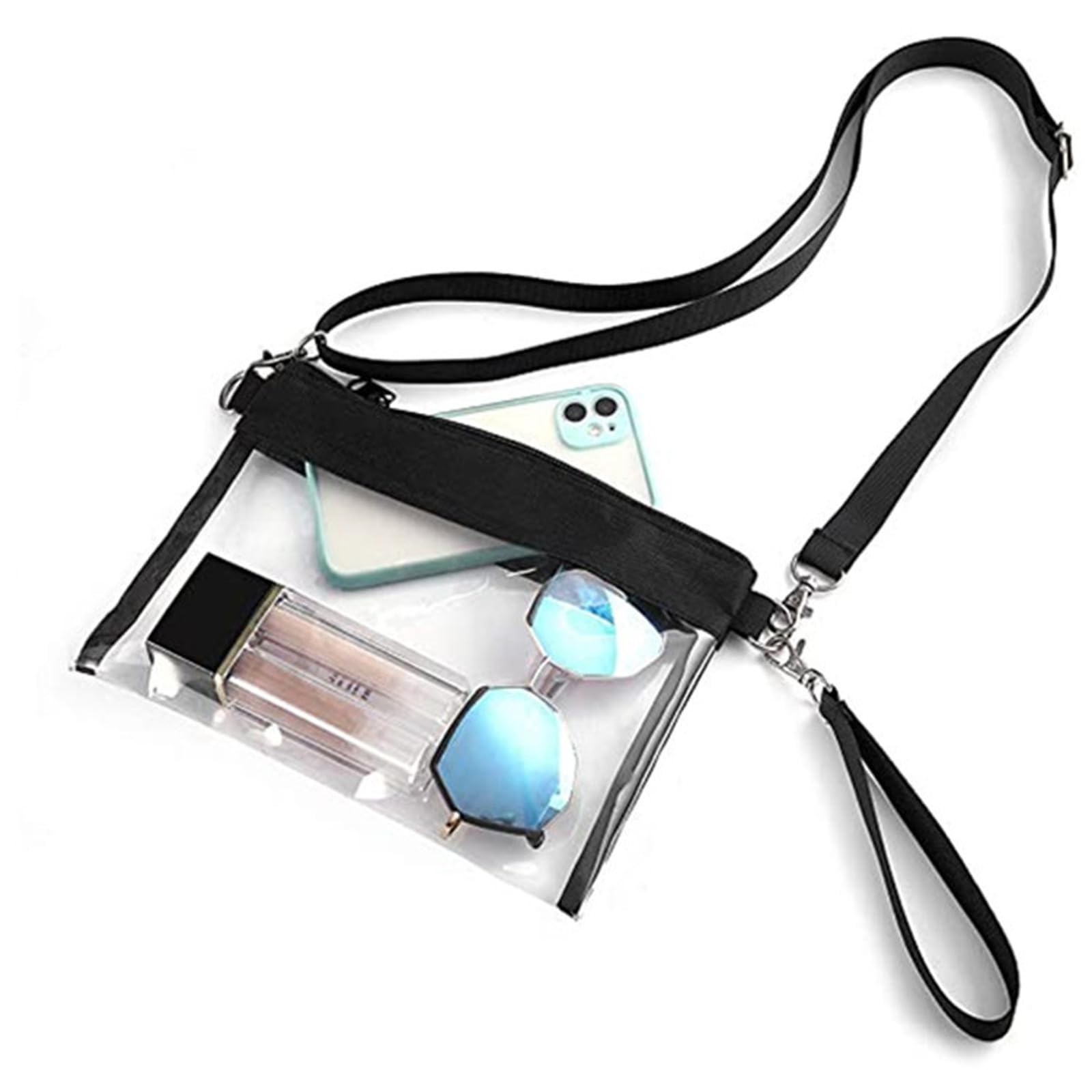 Transparente Tasche Damen Durchsichtig Umhängetasche Schultertasche Wasserdichte Crossbody Bag Kleine Taschen mit Verstellbarem Schultergurt für Konzerte Sportveranstaltungen Reisen Männer und Frauen