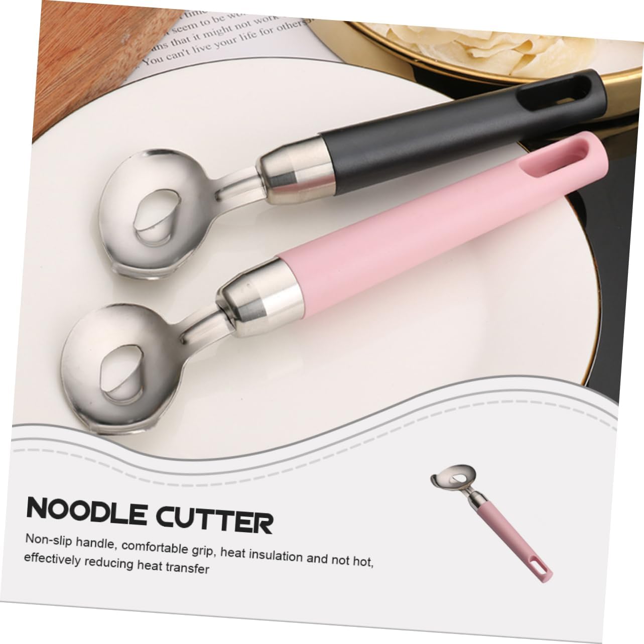 Garneck Commercial Slicer Pasta Cutter Wheel Noodle Cutting Tool 304 Steel Easy to Use image 4