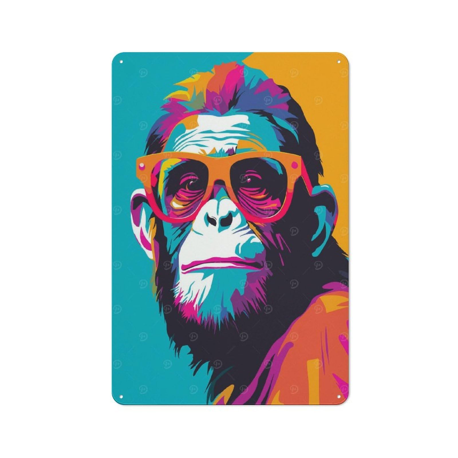 Junmoney Monkey Pop Art Vintage Metal Plaque 30X20cm For Home Office Or Studio, Seasonal Metal Wall Decor For Winter Interiors