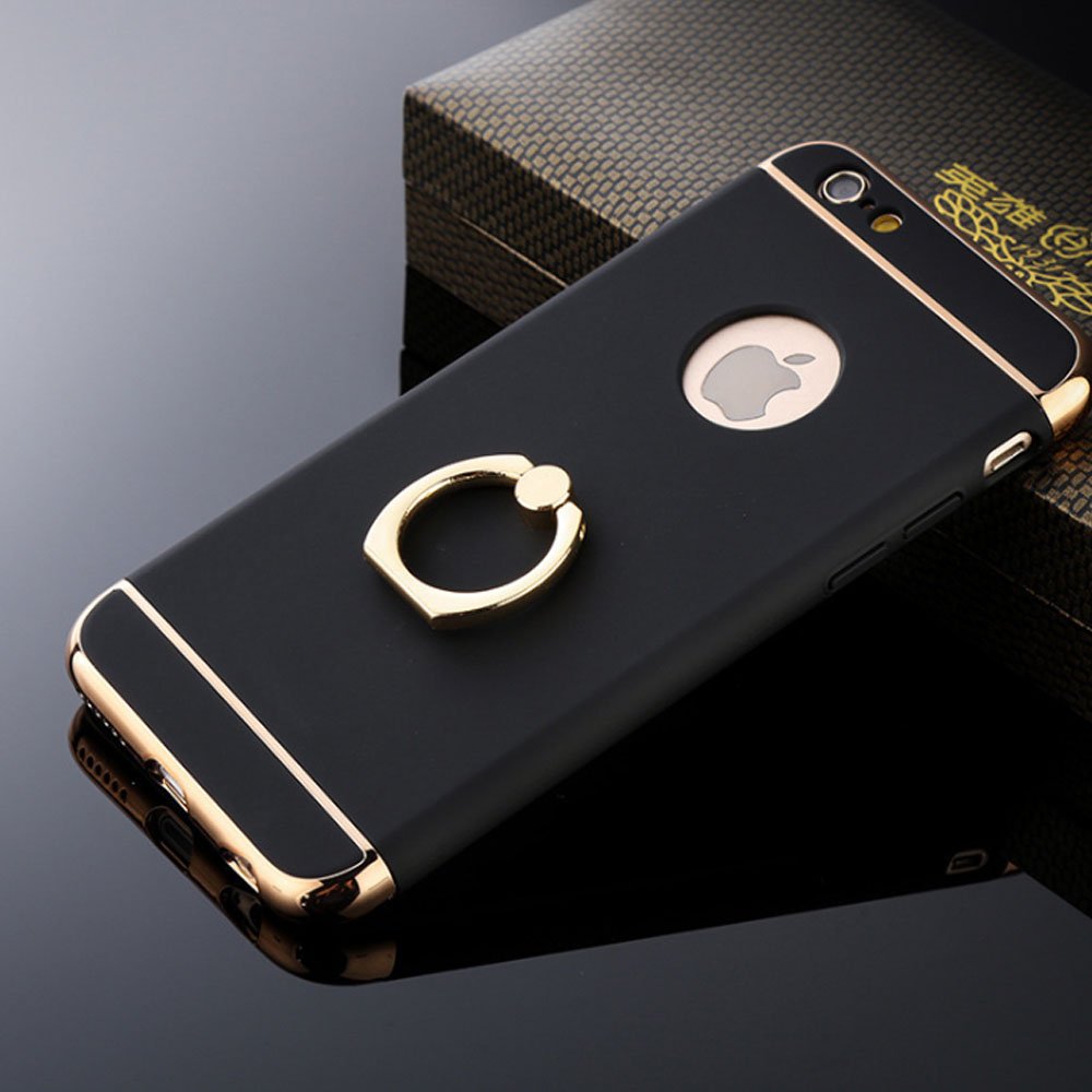 iPhone 6/6s Plus Case 5.5inch Slim Hard Case 3 in1 Stylish Fashion Protective Shockproof Case with Ring Kickstand for Apple iPhone 6/6sPlus 5.5inch (Black)