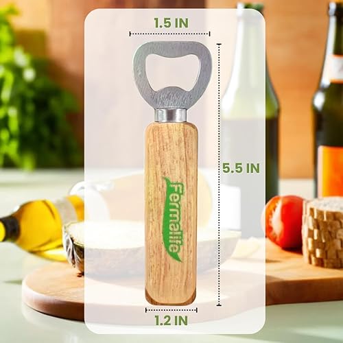 Miniatura 2 de FERMALIFE - Abrebotellas de madera, resistente, grabable para refrescos, sidra de manzana, botellas, cerveza en bares, restaurante, hogar, cocina,
