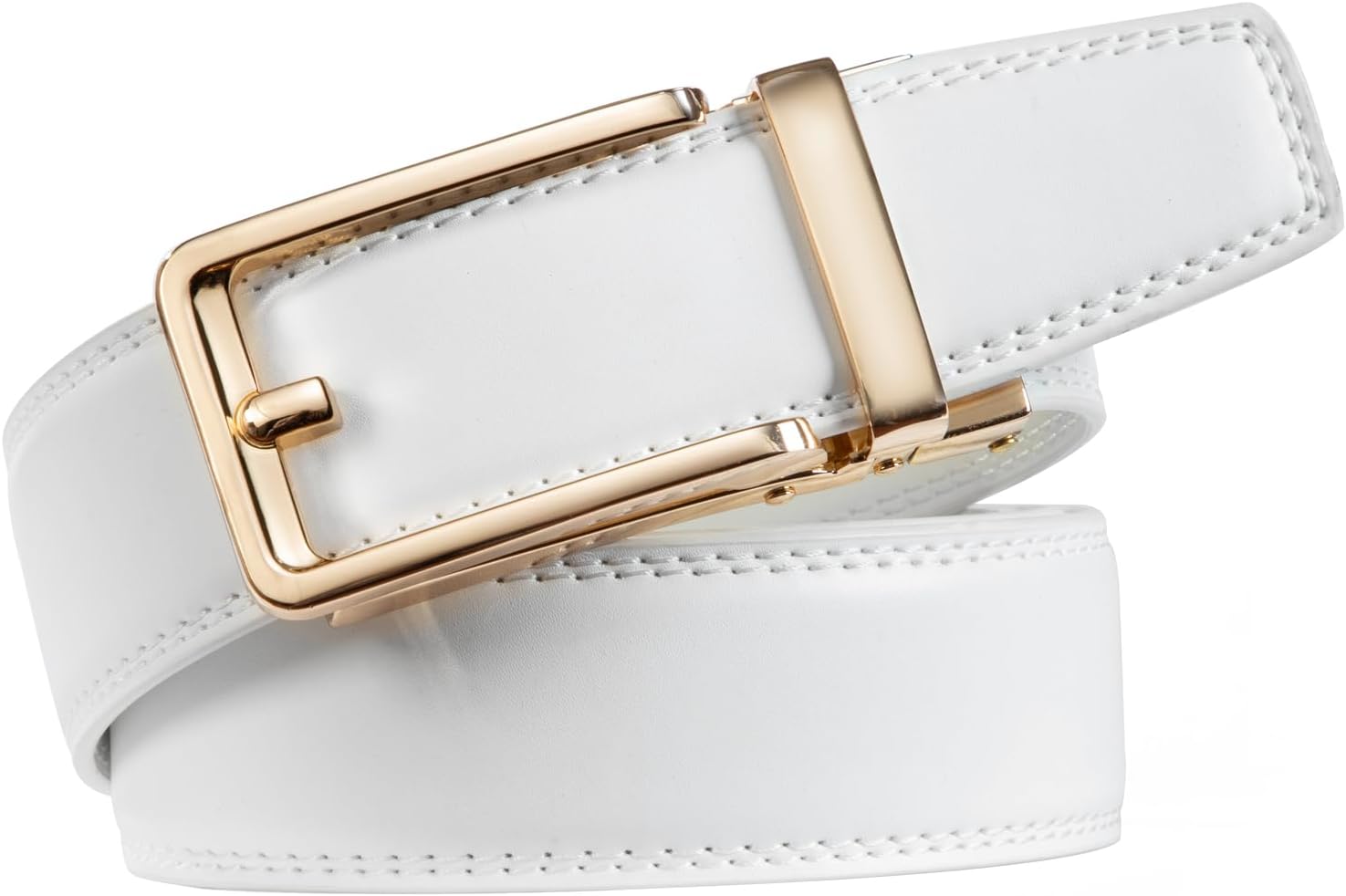 Founders & C Men's Leather Ratchet Comfort Click Belt Dress with Slide Buckle -Adjustable Trim to Fit - Image 2