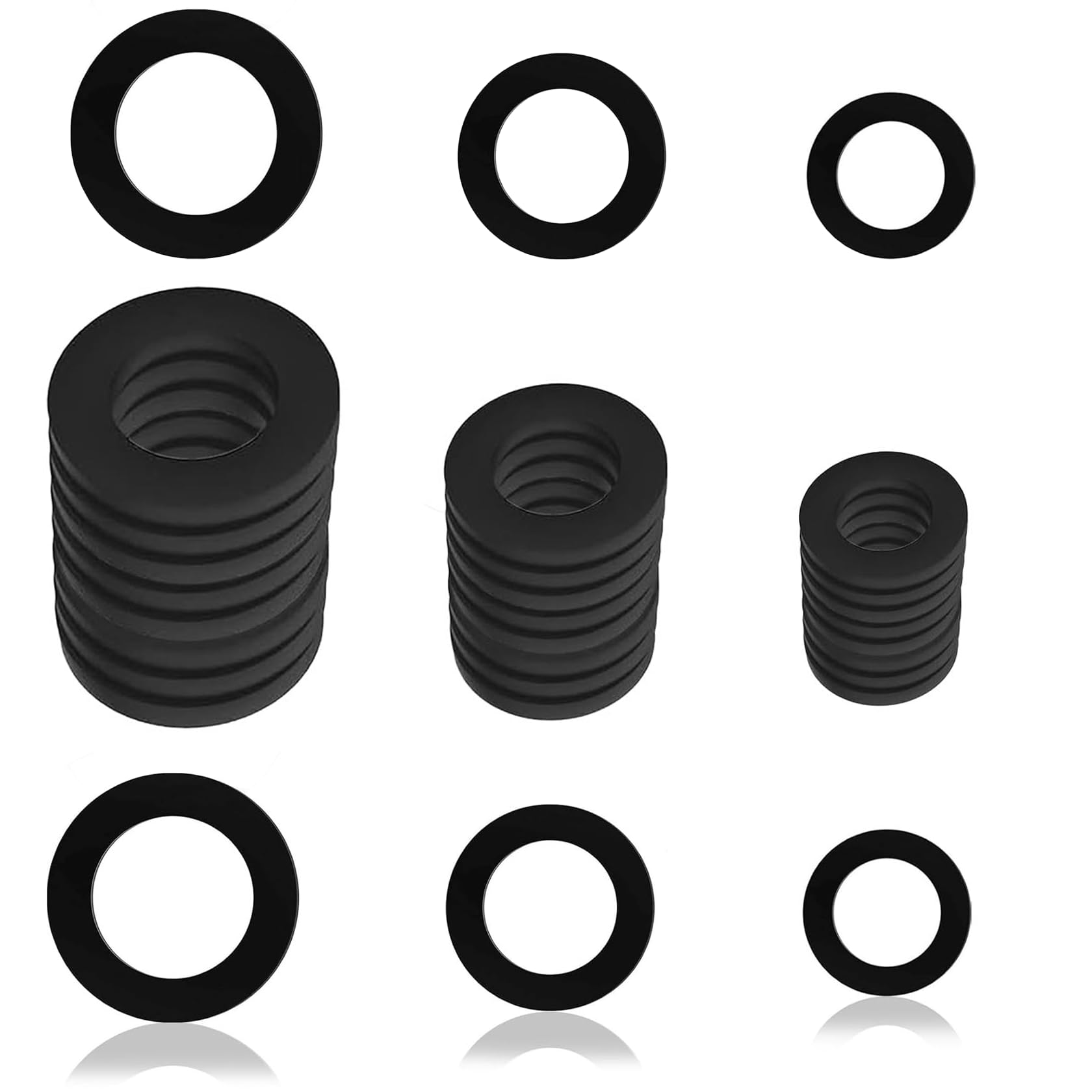 30 Pcs Rubber Hose Washer,Tap Sealing Rings,Tap Connector Washers,O Rings for Hose Connectors,O-Ring Rubber Assorted Seal Kit 1/2 3/4 1 Inch,Shower Hose Washers for Faucets Pipes Connecting Fitting