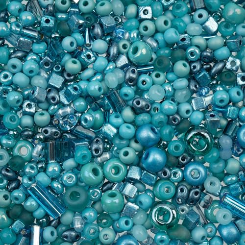 50g John Bead Bead Bar Assorted Turquoise Blue Mix Czech Glass Seed Beads for DIY Crafts Jewelry Friendship Bracelet Necklace Earrings Phonecharm Making