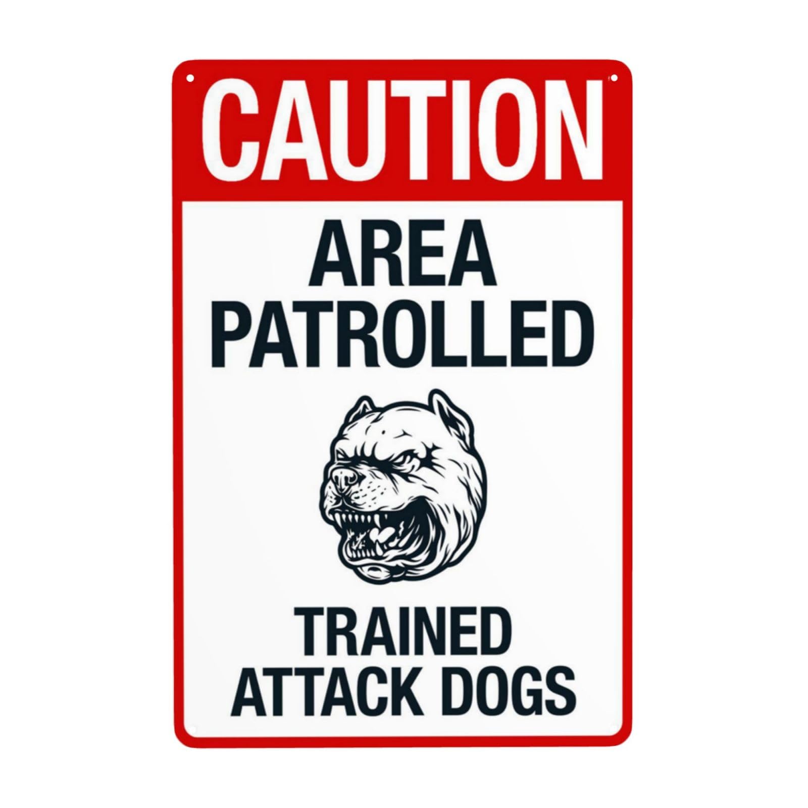 Retro Trained Attack Dog Patrol Caution Sign, Community Venue High Safety Warning Decor, 8x12 Inch