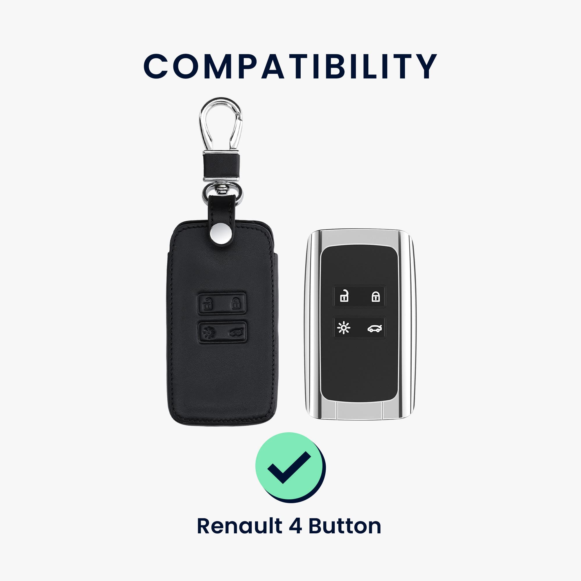 Kwmobile Étui Liseuse Renault Smart Key 4 Boutons - Housse Simili Cuir Magnétique Gris