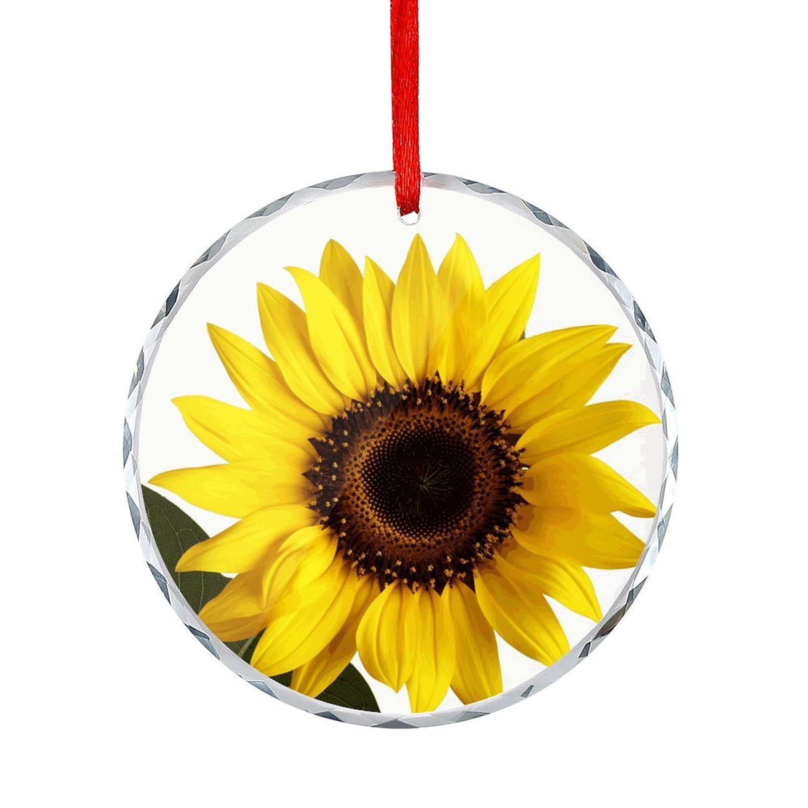 Fodpand Women's Style Flower Sunflower Round Glass Ornament Keepsake Gift Exchange Ideas Car Decor,Christmas Ornaments For Tree Window Garden Ornaments