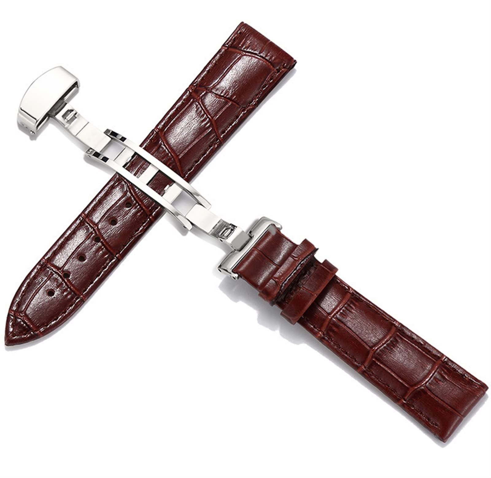 CARZE Uhrengurt echtes Lederband Edelstahl Schmetterlingsschnalle Accessoires for Männer und 19 mm 20 mm Accessoires ansehen