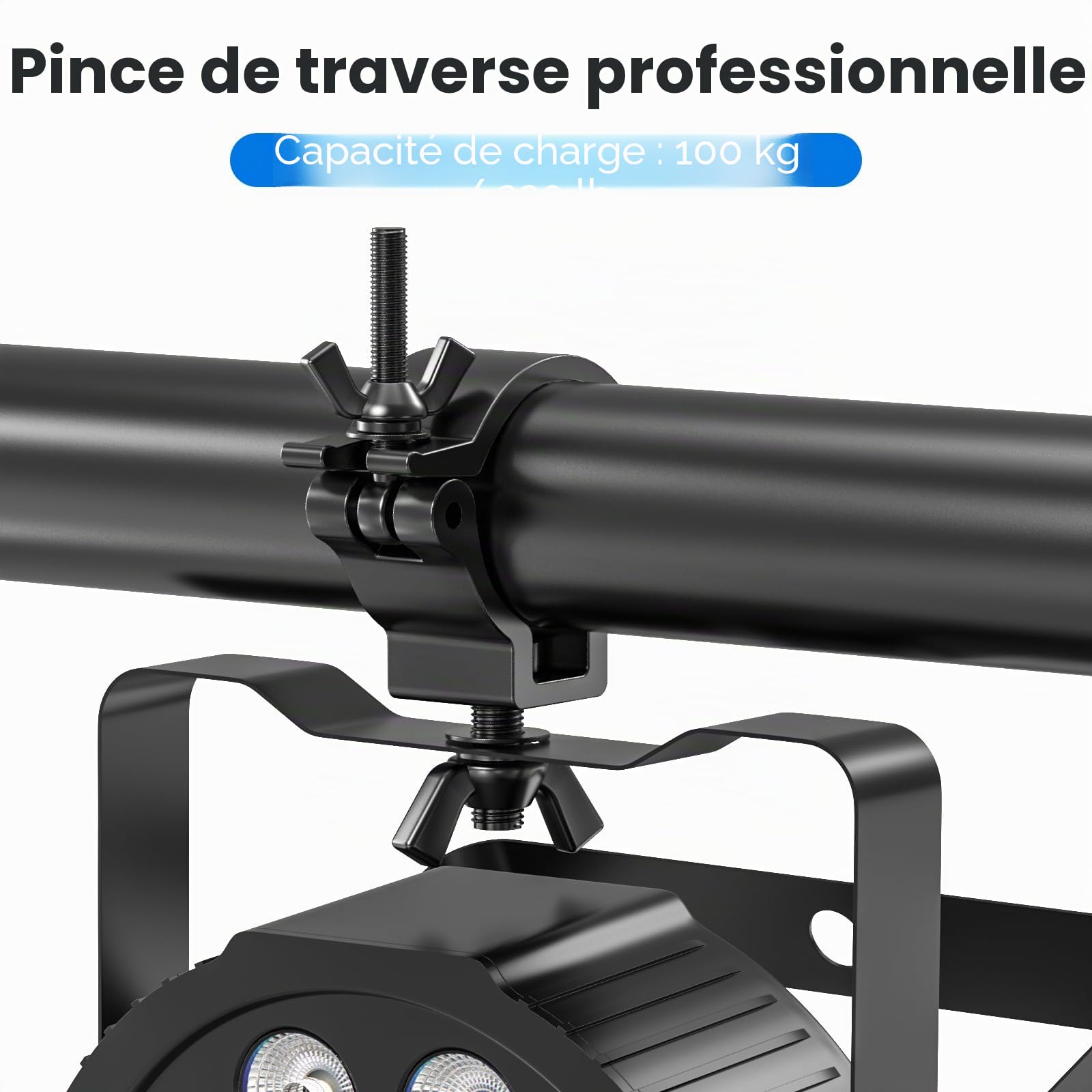 4 pièces Truss Clamp Pince de Lumière de Scène Crochets de Fixation en Alliage d'aluminium Dj Clamps pour Éclairage de Scène Charge de 100 kg Convient pour tube 48-52mm