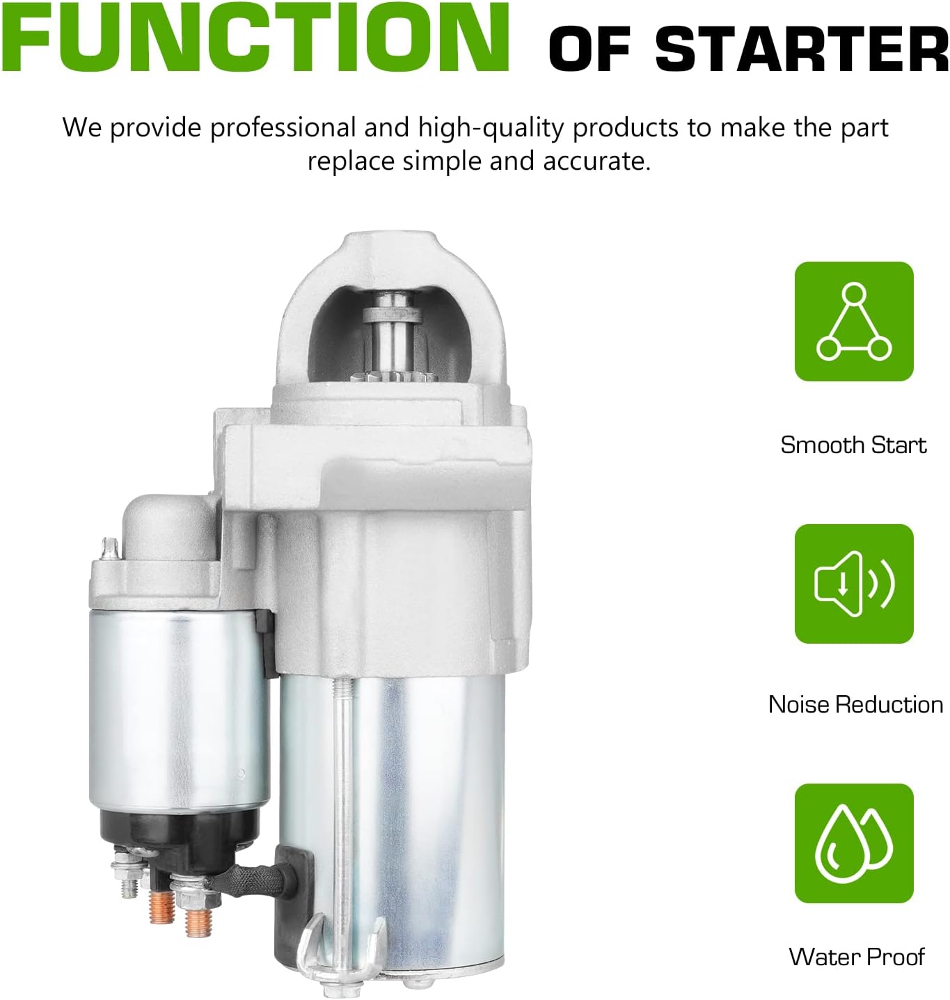 6494N Starter 4.8L 5.3L Fit for 03-08 Chevy Silverado 1500 Tahoe 4.8L 5.3L, for 03-08 GMC Yukon Savana Sierra 1500, 05-09 Envoy 5.3L, for Avalanche 03-08 5.3L, for Buick Rainier Express 1500 04-07 5.3