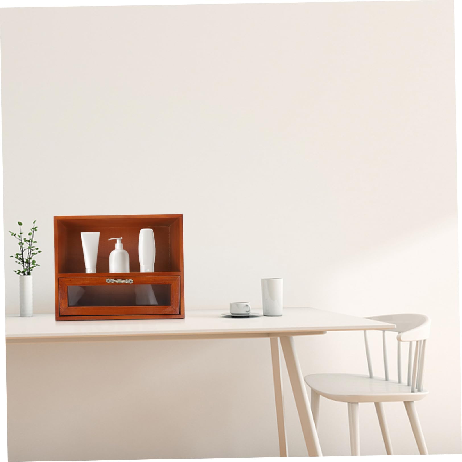 PATKAW Organizer Vintage e Fondo Stabile Superficie Liscia in Legno Coperchio, Grande Capacità Scatola Portaoggetti a Cassetti da Tavolo per Cucina o Scrivania
