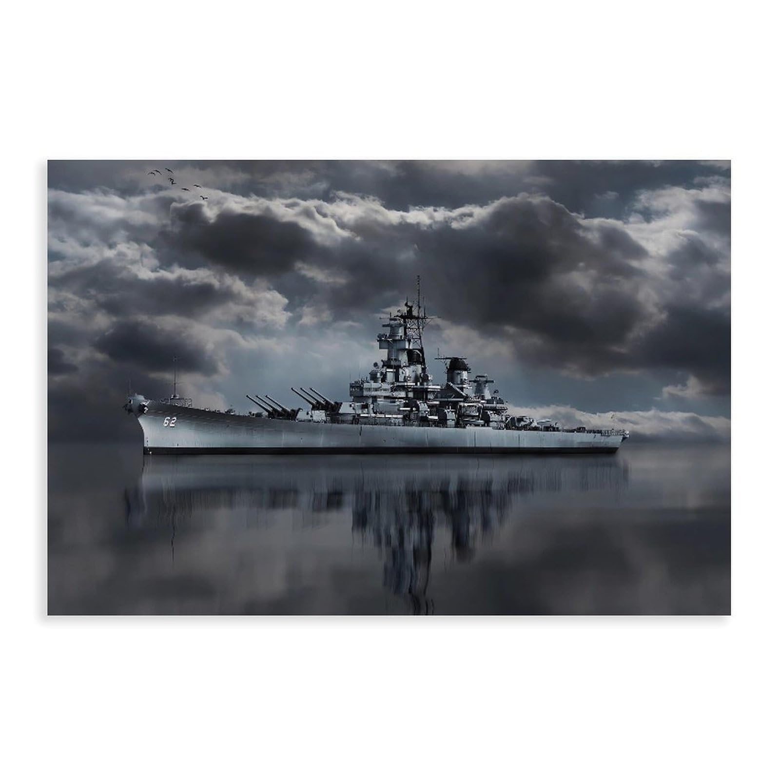 Qnvjqkdsi Unframe Warship Battleship Art Canvas Poster Wall Art Decor Print Picture Paintings For Living Room Bedroom Decoration 24" L X 36" W