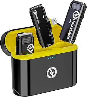 Hollyland Lark C1 Wireless Microphone for iPhone with MFi Certified Lightning 650FT 8H Plug-Play Lavalier Noise Cancellation Dual Lapel Mic for YouTube Vlogging Interview Video Recording(iOS Black)