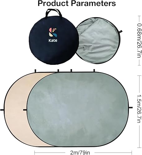 Miniatura 6 de Kate Telones de fondo plegables para fotografía beigecian, fondo de panel desplegable 2 en 1 para fiestas, retratos, videos, podcast, 5 x 6.5 pies