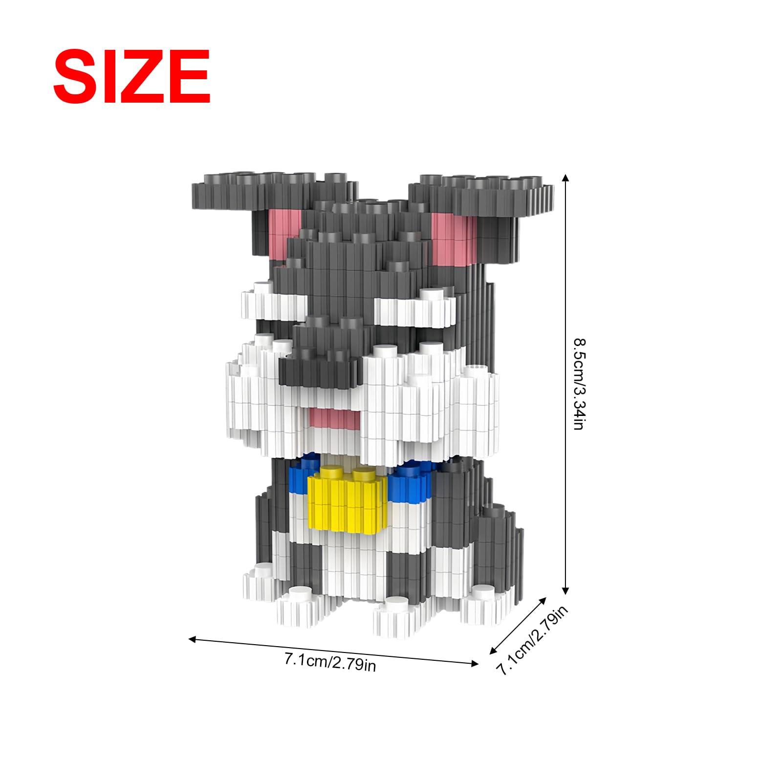 NOOLY Micro Dog Building Blocks, Pet Bricks Sets for Adults and Boys Girls CLJM-01 (Schnauzer), Multicoloured, Small - Image 2