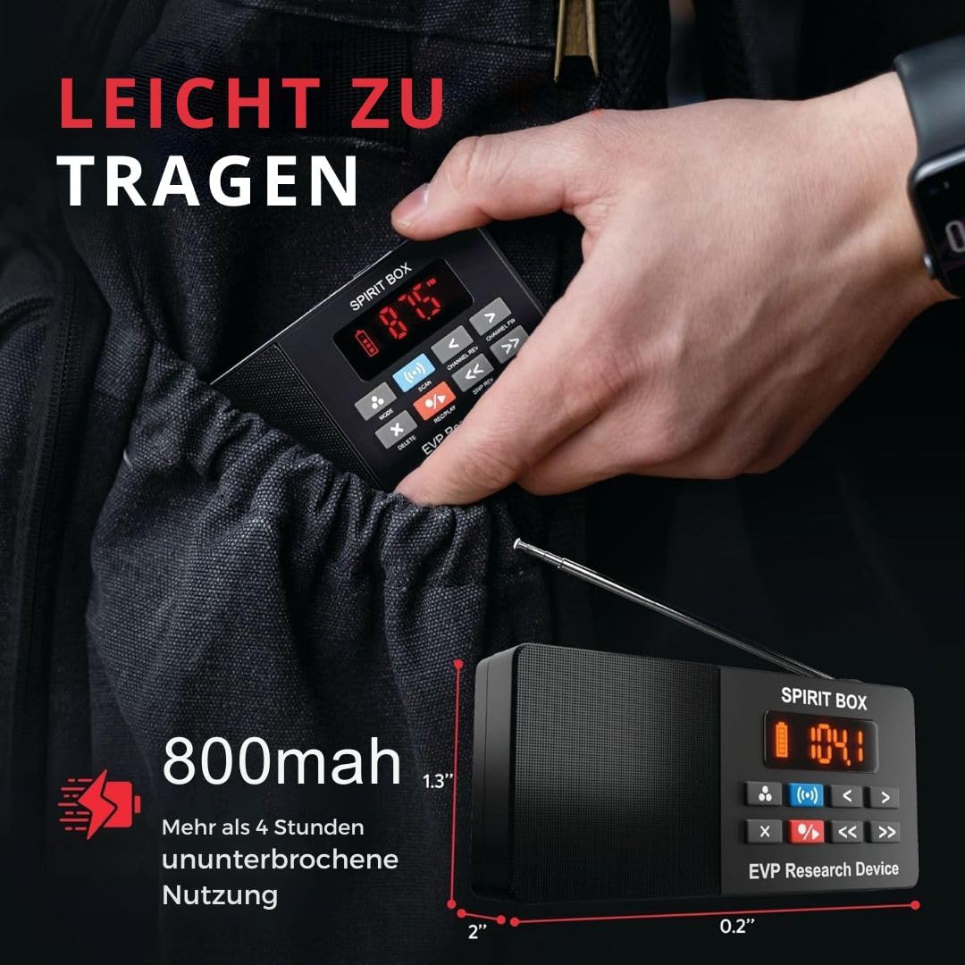 Spirit Box für Geisterjagd — Handheld-EVP-Gerät zur Geisterjagd mit 32-GB-Micro-SD und integrierter Taschenlampe — Paranormale Ghost Box zum Scannen und Aufzeichnen von Spirit-Stimmen