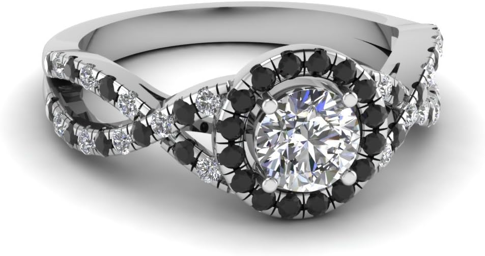 Choose Your Gemstone Entwined Halo Diamond CZ Ring Sterling Silver Round Shape Halo Engagement Rings Matching Jewelry Wedding Jewelry Easy to Wear Gifts US Size 4 to 12