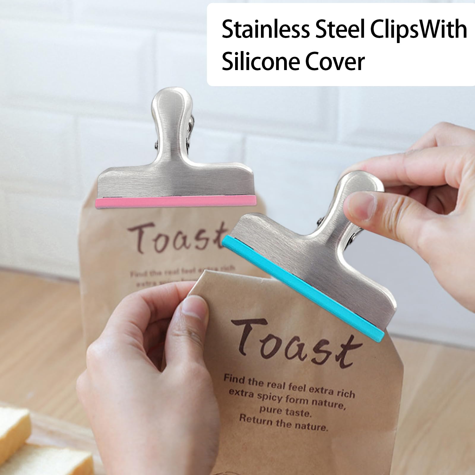 5 Pezzi Clip per Cibo Sacchetti, Clip per Chip in Acciaio Inossidabile, Clip Colorate per Sacchetti di Cibo, Mollette per Sacchetti Alimenti per Biscotti, Caffè, Pane, Snack Bags