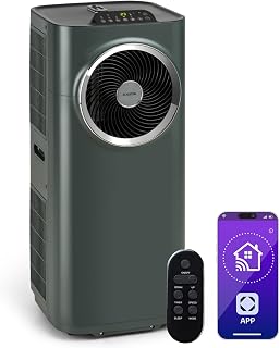 Klarstein Kraftwerk Smart Climatiseur Mobile - 12,000 BTU, 35-59 m², WiFi & App Control, Silencieux 50 dB, Déshumidificateur, Ventilation 3 Niveaux, Minuterie 24h, R290, Tuyau Inclus, Anthracite