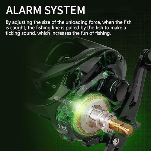 Miniatura 3 de Carrete de pesca Baitcasting, carretes de pesca Baitcaster con rodamientos de bolas de acero inoxidable 18+1BB, sistema de frenado magnético para