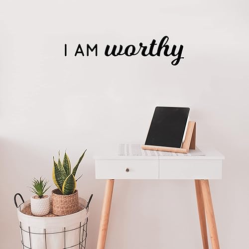 Miniatura 2 de Calcomanía de vinilo para pared, 6.5 x 26 pulgadas, diseño moderno motivacional positivo de autoestima para dormitorio, armario, hogar, oficina,