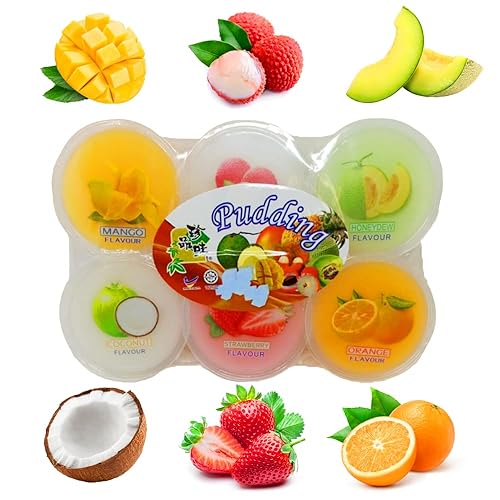 Miniatura 2 de Yame   Halal  Sabores mixtos de pudín  (producto de Malasia)  Pudín dulce halal  Paquete de gelatina de frutas  6tazas (mango, lichi, naranja, coco,