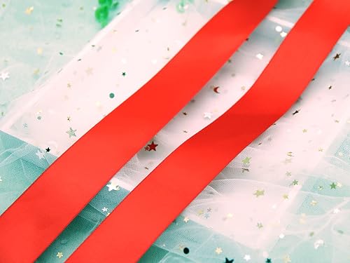 Miniatura 6 de Cintas rojas de satén de doble cara de 1-12 pulgadas, cinta de envoltura de regalos de boutique de flores de 1.5 pulgadas, 50 yardas, cinta de tela