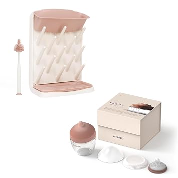 Emulait Classic Glass Bottle, Shape 2, Color Medium & and Ubbi Drying Rack Bundle