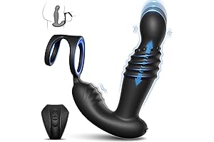 Male Sex Toys Thrusting Prostate Massager with Double Cock Ring