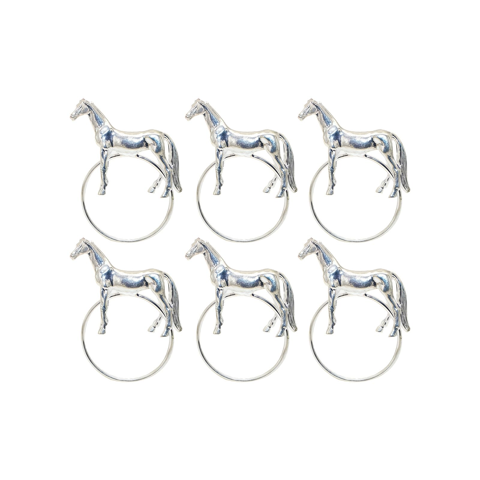 Buxuaaaa 6 Piece Elegant Napkin Buckles with Horse Decor for Celebrations Metal Napkins Rings