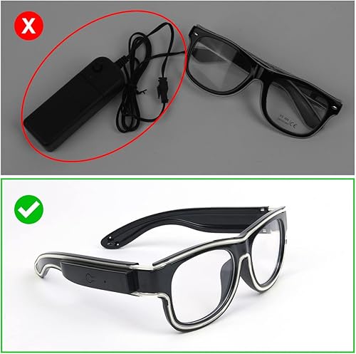 Miniatura 5 de Gafas de luz inalámbrica, 3 modos, LED luminosas, que brillan en la oscuridad, para fiestas, DJ, EDM, Halloween, Navidad