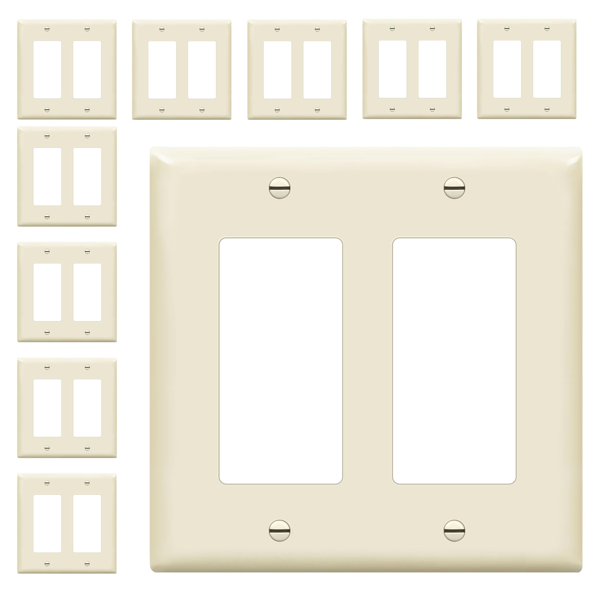 ENERLITES Decorator Light Switch or Receptacle Outlet Wall Plate, Gloss Finish, Size 2-Gang 4.50" x 4.57", Unbreakable Polycarbonate Thermoplastic, UL