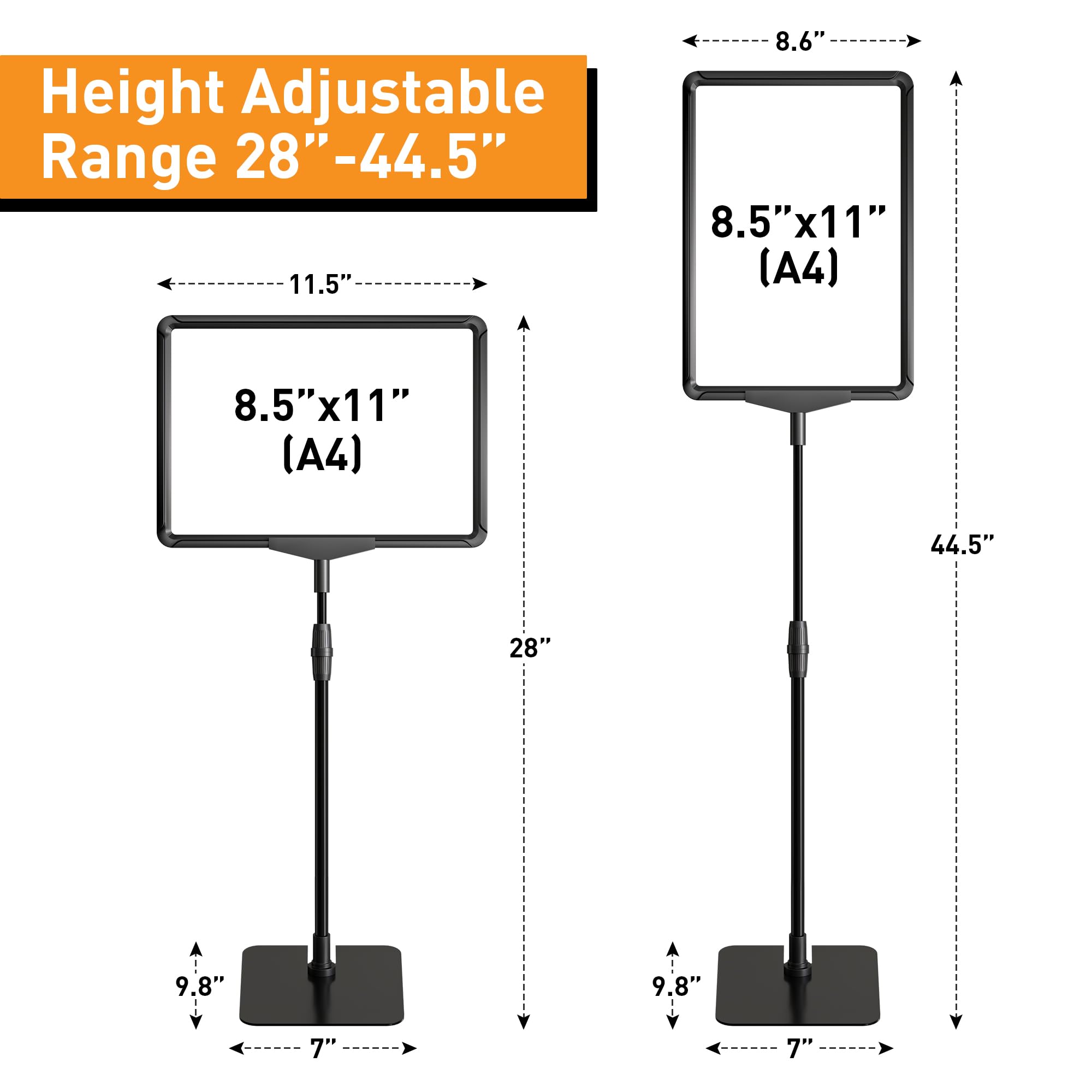 Soporte para letreros de 8.5 x 11 pulgadas, soporte para letreros de mesa, para mostrar menú publicitario, mesa, soporte ajustable para letreros de piso, paquete de 6