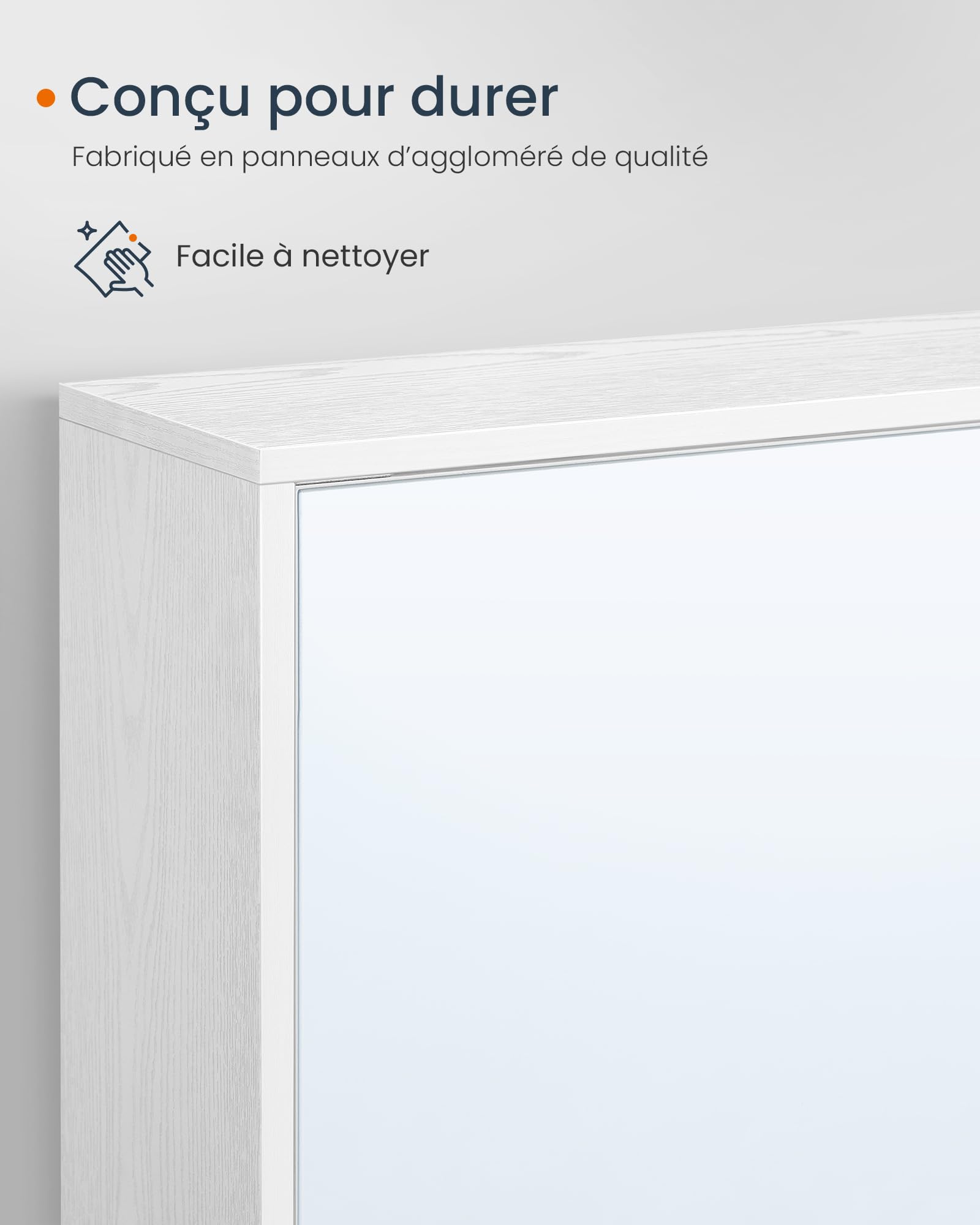 SONGMICS Home Armoire de Salle de Bain avec Miroir, Snapsemble Montage Super Rapide, Meuble de Rangement Mural, Étagères Réglables, Moderne, 15 x 60 x 55 cm, Blanc Neige BBC114WE01