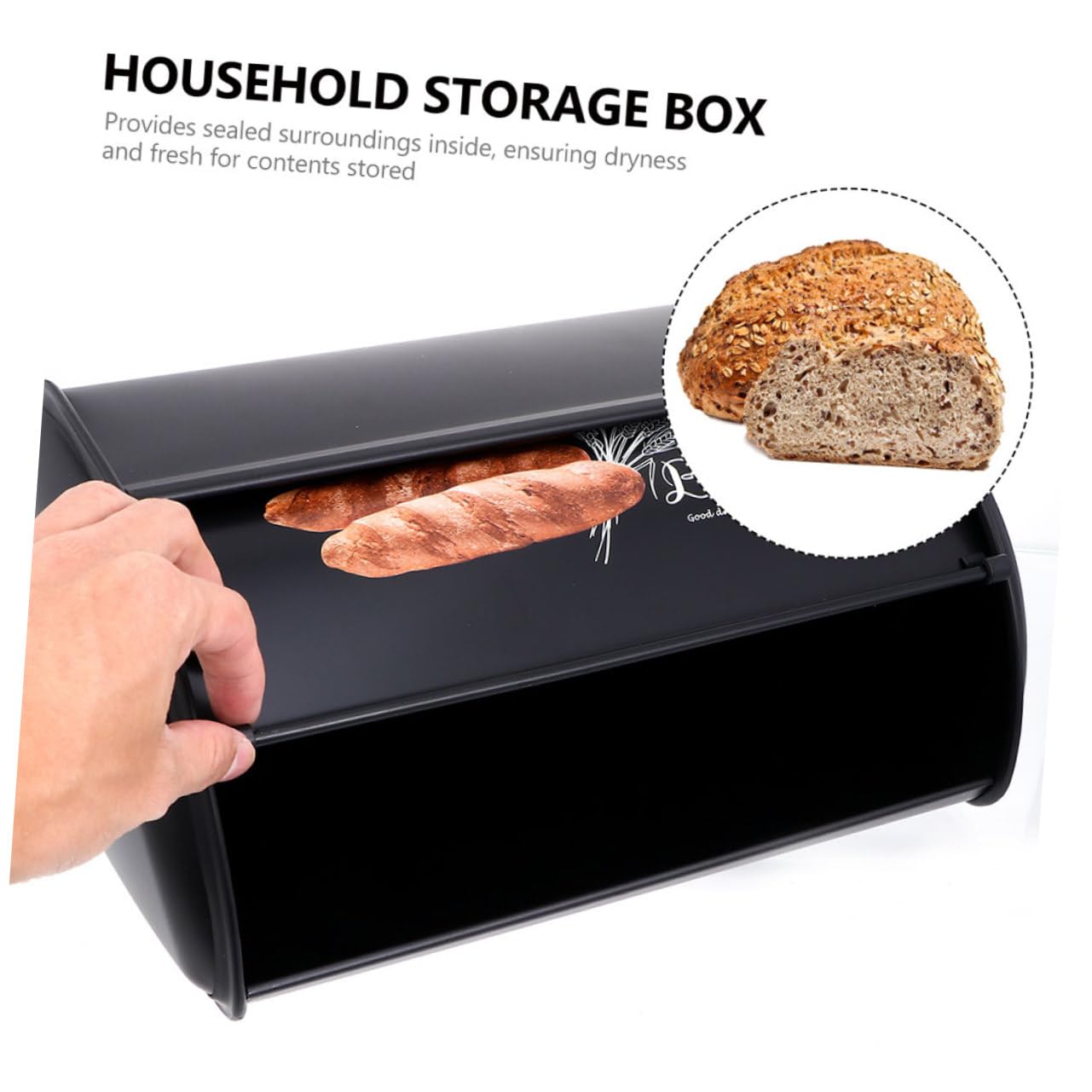 LABRIMP Brötchenkorb Schwarz aus Eisen mit Luftdichtheit und Hoher Druckfestigkeit Modische Lebensmittelbox für Haushalt und Brotaufbewahrung mit Praktischem Deckel
