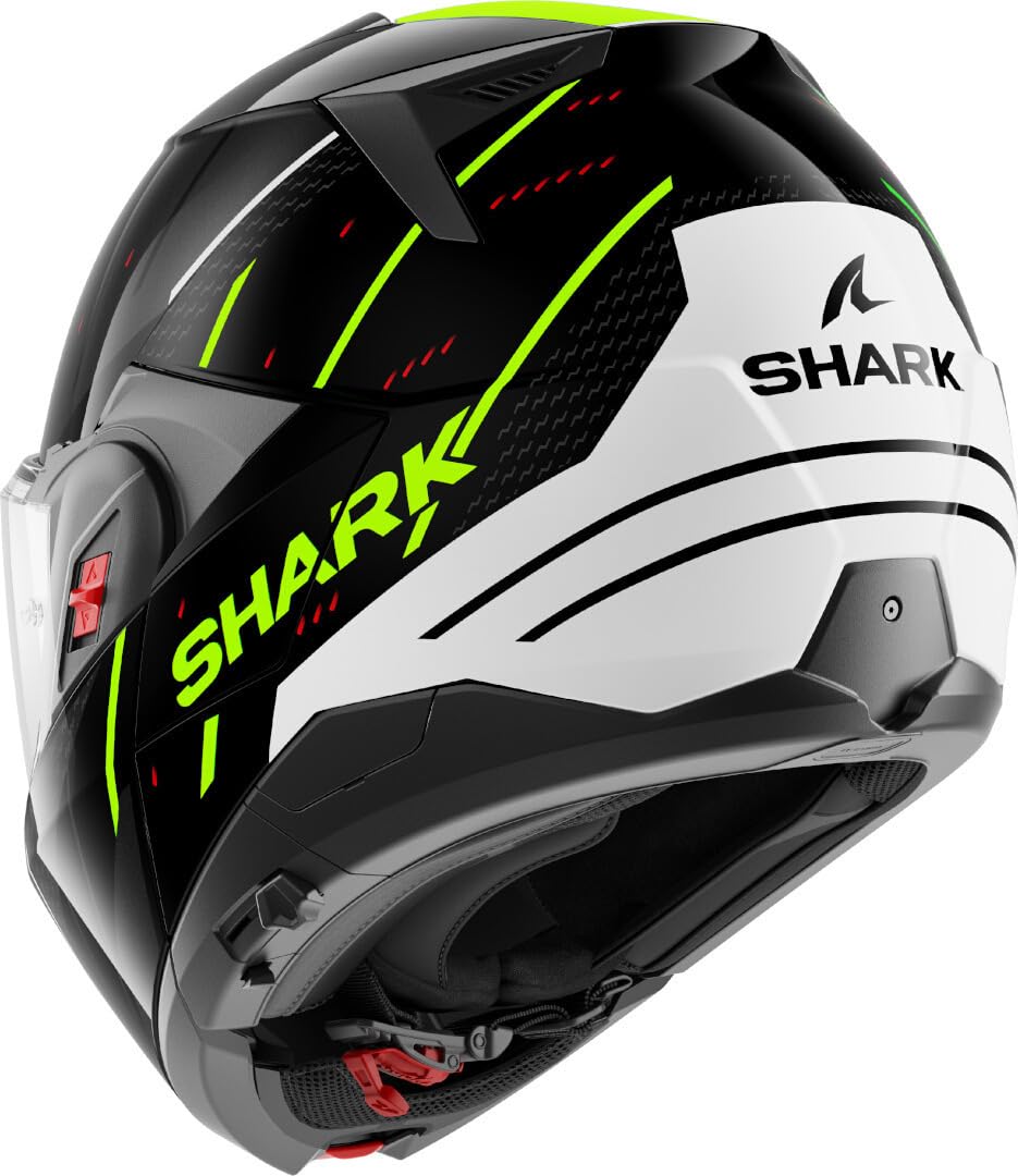 SHARK, Casco Moto Modulare OXO RYDGER Black White Yellow KWY, L