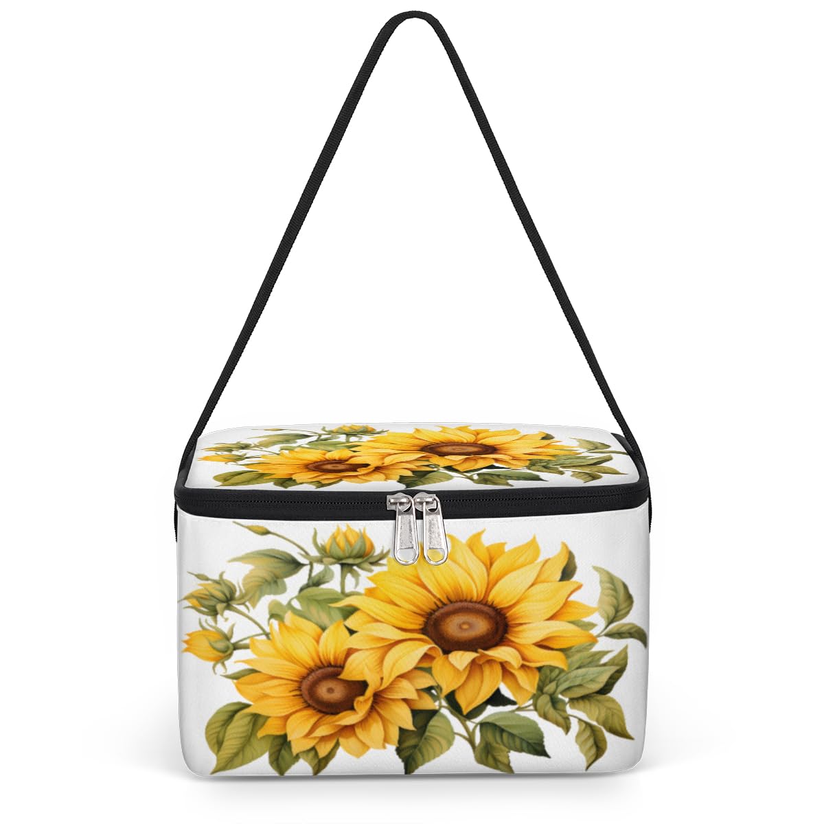 GzLeyigou Sunflower Blossm Lunch Bags for Women Men 9 Cans, Hot & Cold Food Delivery Bag Insulated Grocery Bag Insulated Lunch Box Sun Flower Cooler Bag for Office Work Picnic Beach