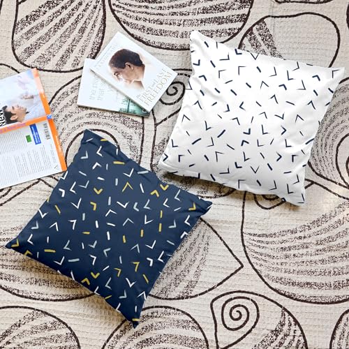 Image of Divine Casa Microfiber Cushion Cover Set of 5 | 16 x 16 Inch | Soft Durable Decorative Cushion Covers for Sofa Couch Bed | Arrow Print | Navy Blue
